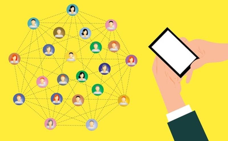 Uma imagem contendo Diagrama, pessoas conectadas pela internet, trabalho conectado com marketing de afiliados